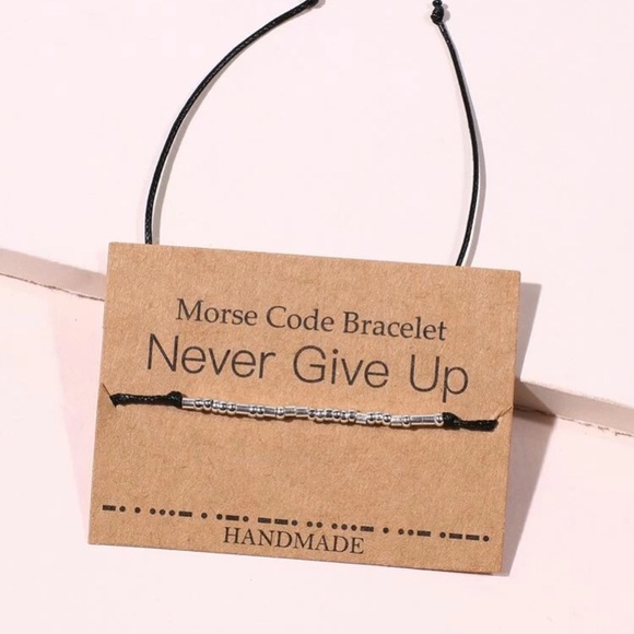 Never Give Up Morse Code Bracelet - Picture 4 of 4